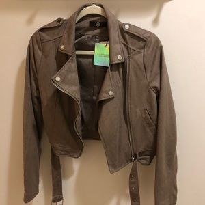Missguided Suede Crop Moto Jacket